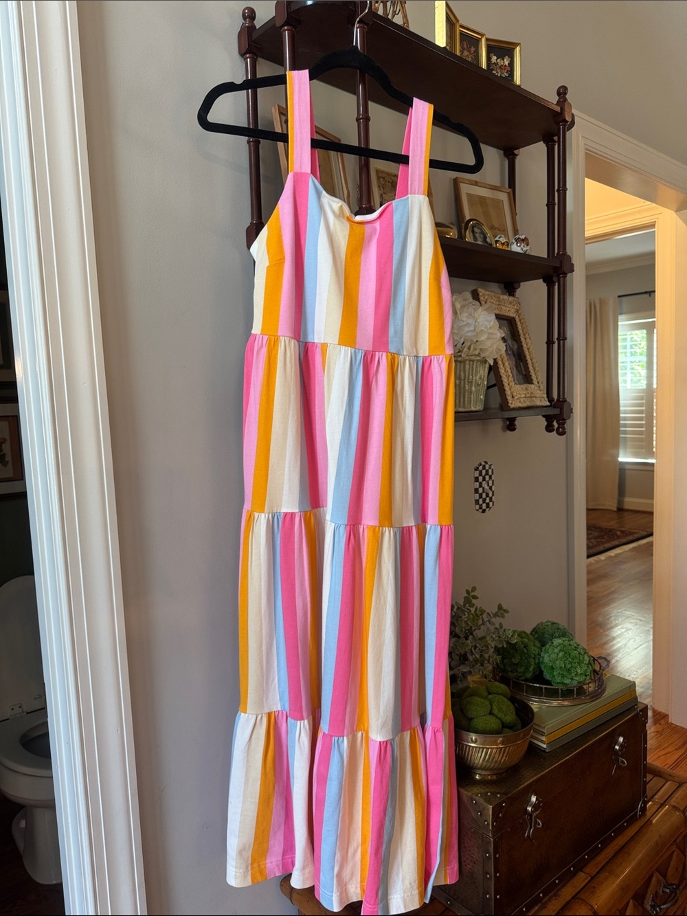 Versona Pink, Yellow, Blue & White Striped Sundress